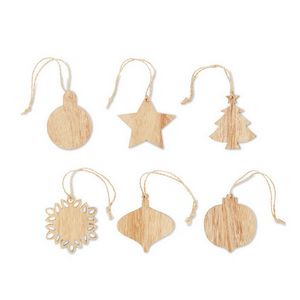 Set of wooden Xmas ornaments