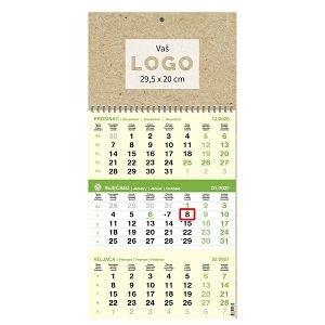Kalendar trodjelni poslovni EKO ZELENI, spirala