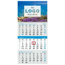 KALENDAR TRODJELNI "Poslovni sivo - plavi"