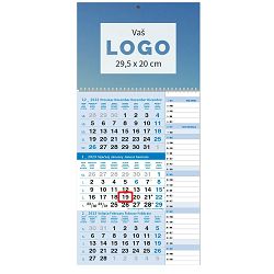 Kalendar trodjelni tromjesečni  "PLANER" plavi