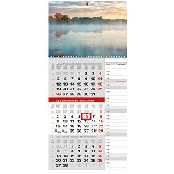 Kalendar trodjelni tromjesečni  "PLANER SIVO - CRVENI"