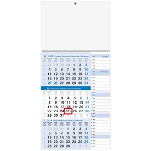 Kalendar trodjelni tromjesečni  "PLANER" plavi