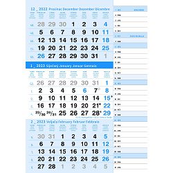 Kalendar trodjelni tromjesečni "PLAVI A4."