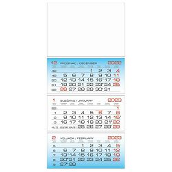 Kalendar zidni četverodijelni 2023. 4 bloka preklopni