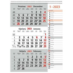 Kalendar zidni trodijelni 2023. memo sa spiralom