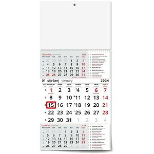 Poslovni kalendar za 2024 CRVENI S KATOLIČKIM KALENDAROM