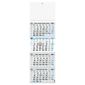 Poslovni PLAVO-SIVI" četverodijelni kalendar, 12 list