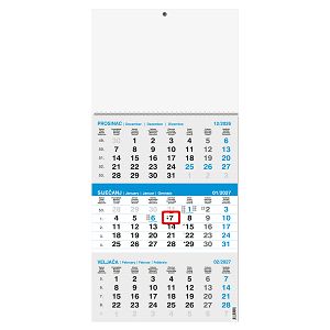 Poslovni trodjelni kalendar sivo-plavi 2027 g.