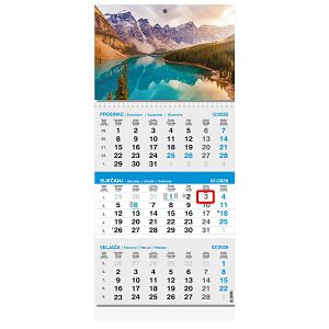 Poslovni trodjelni kalendar sivo-plavi s fotografijama za 2026.