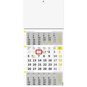 Poslovni trodjelni kalendar žuto-sivi za 2026.