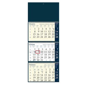 Trodjelni kalendar SIRIO Dark Blue – 3x12 listova, 25x65 cm, pokazivač