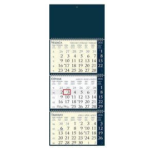 Trodjelni kalendar SIRIO Dark Blue – 3x12 listova, 25x65 cm, pokazivač