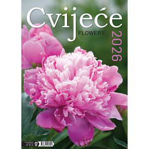 Zidni kalendar Cvijeće s 13 listova, format 24×53,5 cm.