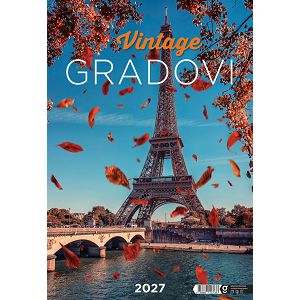 Zidni kalendar Vintage gradovi – 13 listova, 33×55 cm