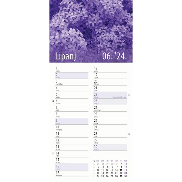 Kalendar color "Cvjetni planer"