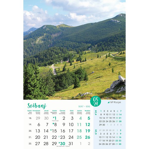 Kalendar color "Nacionalni parkovi Hrvatske"