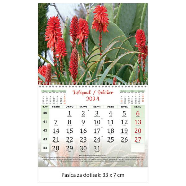 Kalendar "Cvijeće 2024" 13 listova, spirala