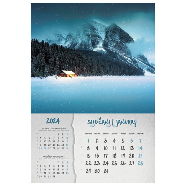 Kalendar "Okom sanjara 2024" 13 listova, spirala