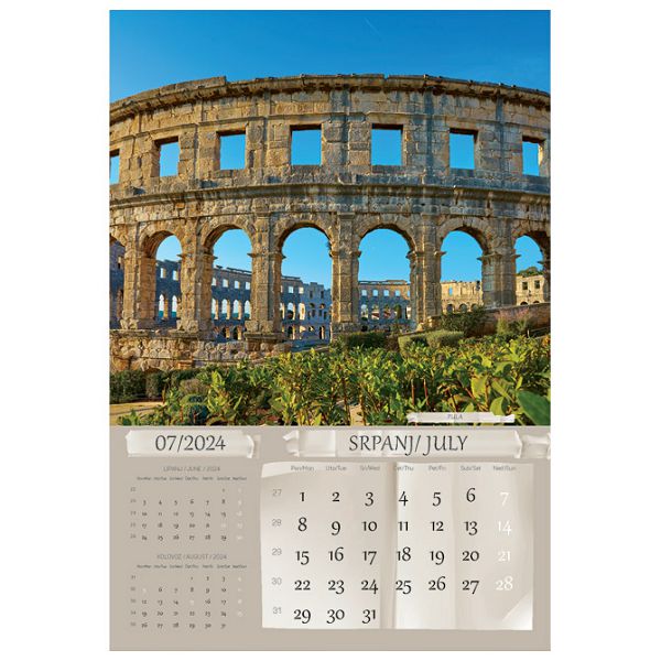 Kalendar "Putujem Hrvatskom 2024" 13 listova, spirala