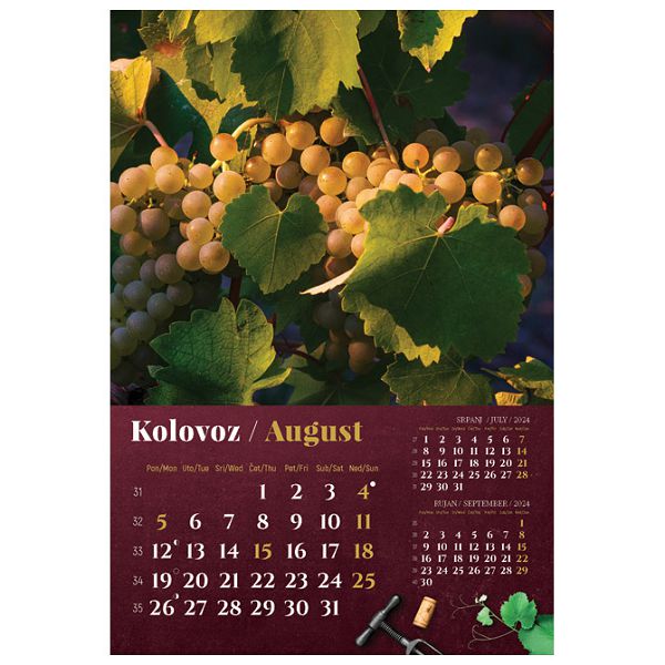 Kalendar "Vino 2024" 13 listova, spirala