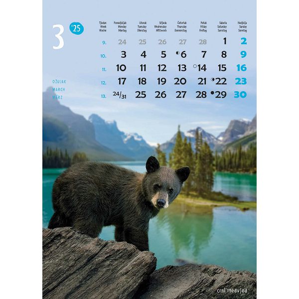 Kalendar "Životinje"  za 2025 g.
