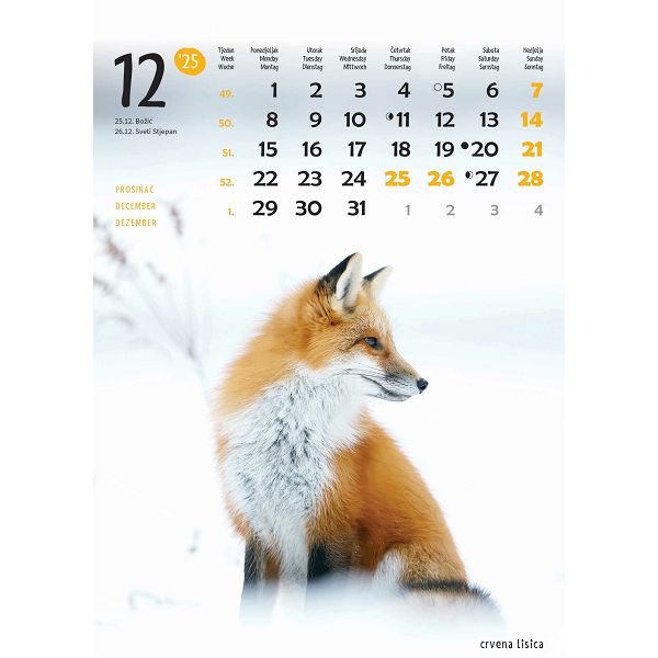 Kalendar "Životinje"  za 2025 g.