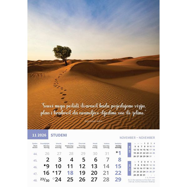 Zidni kalendar Motivacijski – 13 listova, 30,5×50 cm