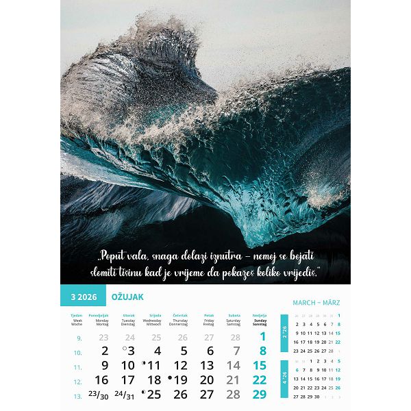 Zidni kalendar Motivacijski – 13 listova, 30,5×50 cm