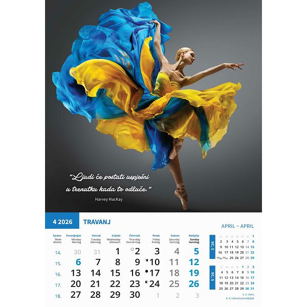 Zidni kalendar Motivacijski – 13 listova, 30,5×50 cm