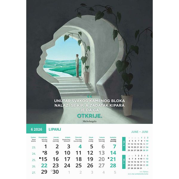 Zidni kalendar Motivacijski – 13 listova, 30,5×50 cm