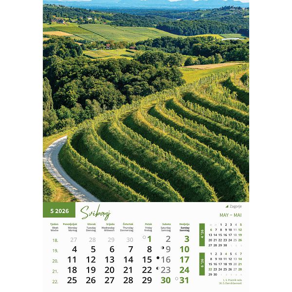 Zidni kalendar Priroda – 13 listova, 30,5×50 cm