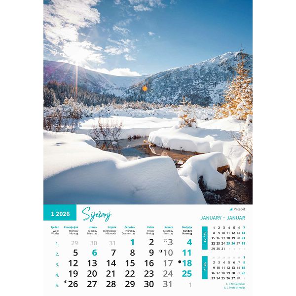 Zidni kalendar Priroda – 13 listova, 30,5×50 cm