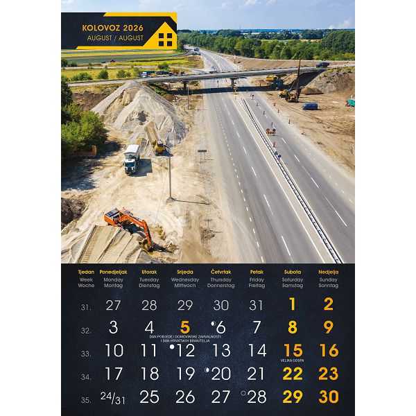 Zidni kalendar S gradilišta – 13 listova, 30,5×50 cm