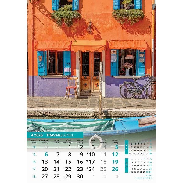 Zidni kalendar Svijet u boji – 13 listova, 30,5×50 cm