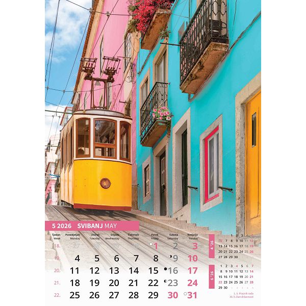 Zidni kalendar Svijet u boji – 13 listova, 30,5×50 cm