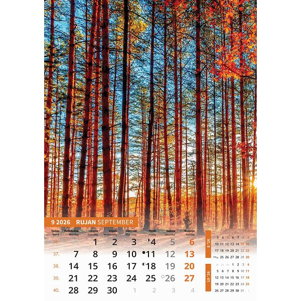 Zidni kalendar Svijet u boji – 13 listova, 30,5×50 cm