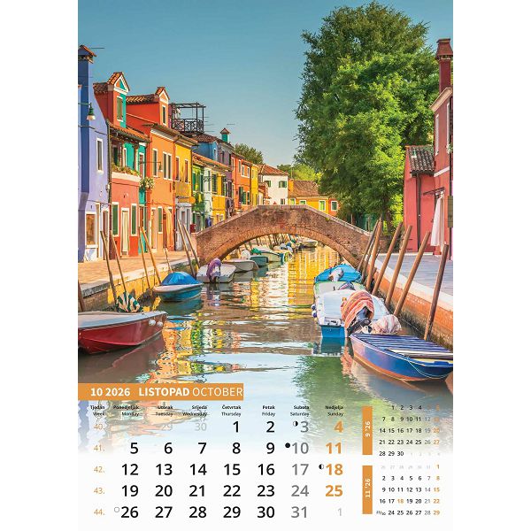 Zidni kalendar Svijet u boji – 13 listova, 30,5×50 cm