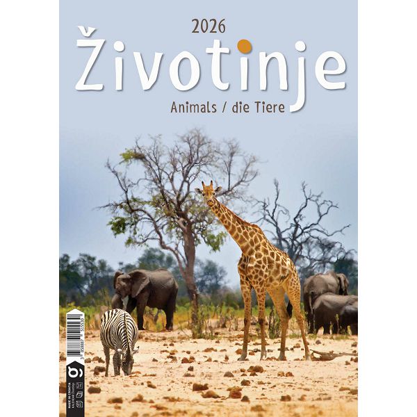 Zidni kalendar Životinje – 13 listova, 24×53,5 cm