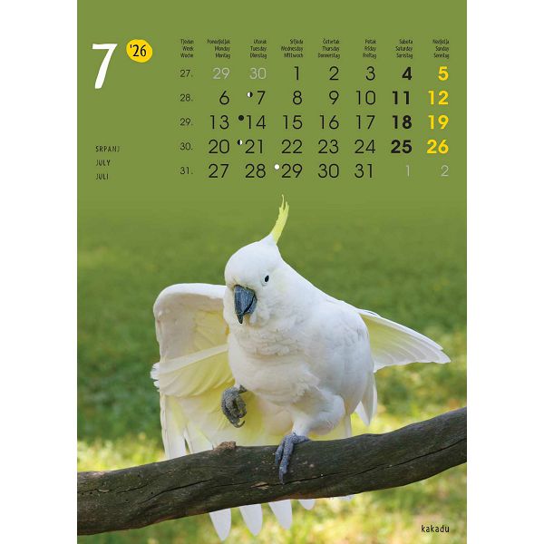 Zidni kalendar Životinje – 13 listova, 24×53,5 cm